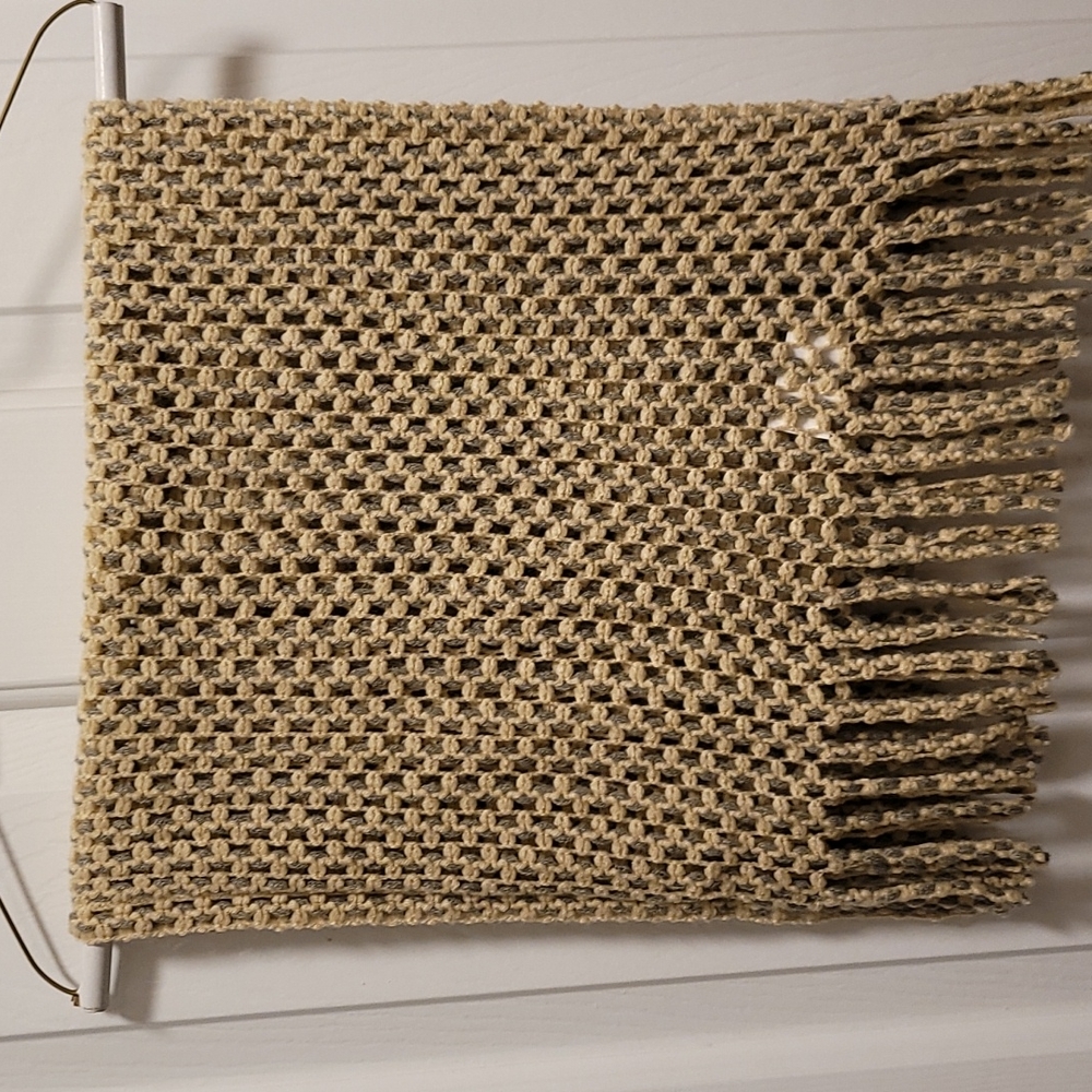 Cream & Gray Cowl-neck Scarf